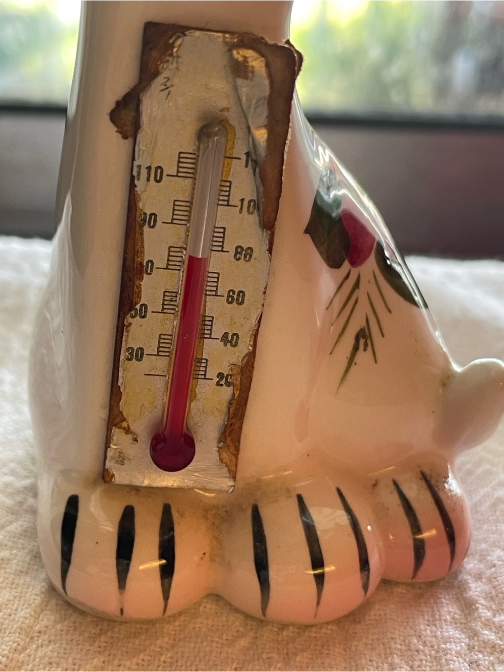 Vintage Pink Ceramic Animal Thermometer with Clip